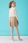 Krem Dantel Yakalı Kız Etekli Bluz Takım 15101