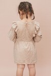 Krem Kol Fırfırlı Dantel İşlemeli Kız Çocuk Elbise 15056