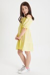 Sarı Kız Çocuk Omuz Askılı Elbise 15082