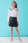 Siyah Dantel Yakalı Kız Etekli Bluz Takım 15102