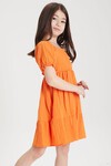 Turuncu Kız Çocuk Omuz Askılı Elbise 15083