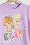 Lila Simli Frozen Baskı Tişört ve Şort Taytlı Kız Takım 15443