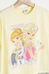 Sarı Simli Frozen Baskı Tişört ve Şort Taytlı Kız Takım 15442