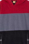 Kırmızı Renk Bloklu Polarlı Kapüşonlu Unisex Çocuk Sweatshirt 16905