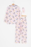 Pembe Tavşan Desenli Düğmeli Kız Çocuk Pijama Takımı 17087